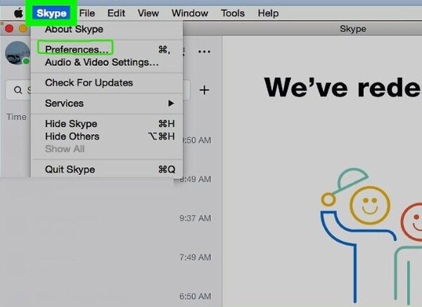 settings on skype for mac